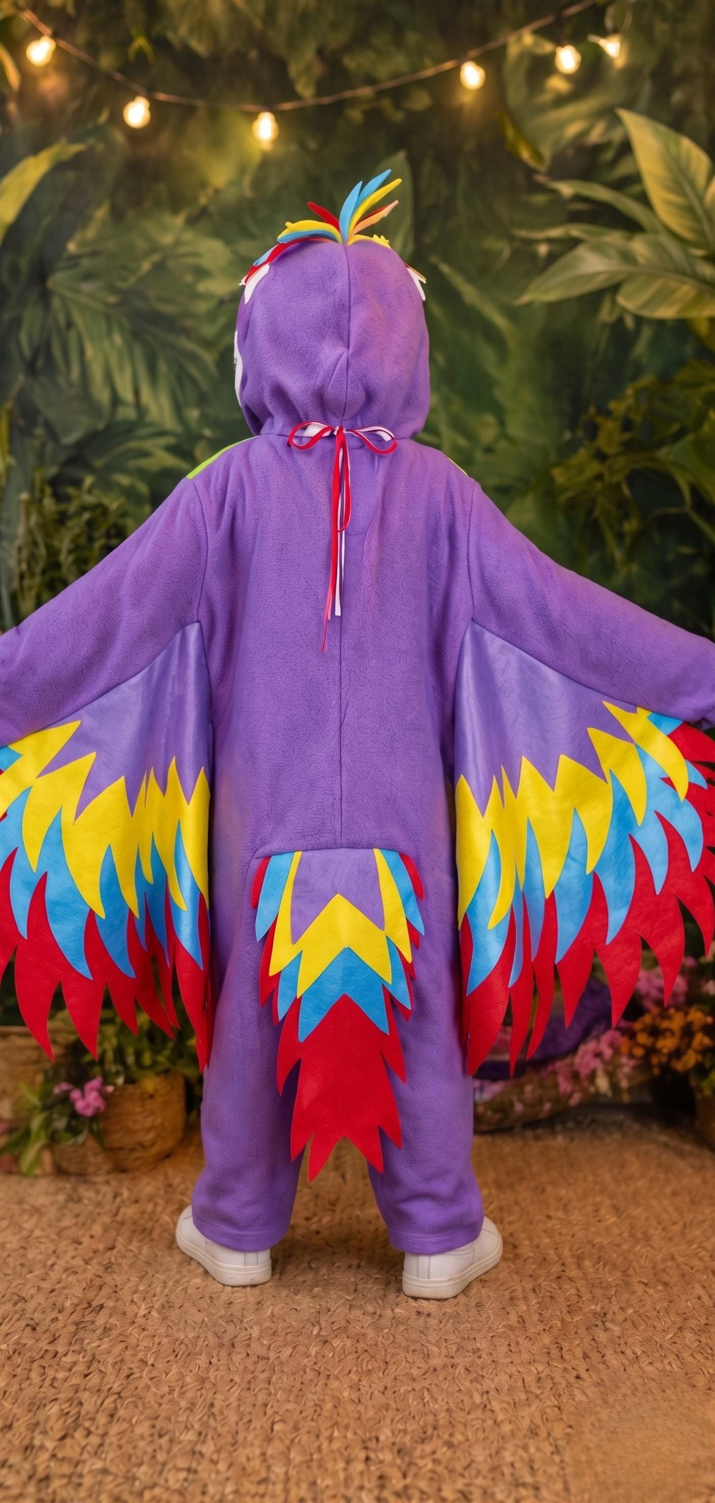 Kids Parrot Bird Halloween Costume, Colorful Tropical Animal Outfit, Jungle Bird Suit