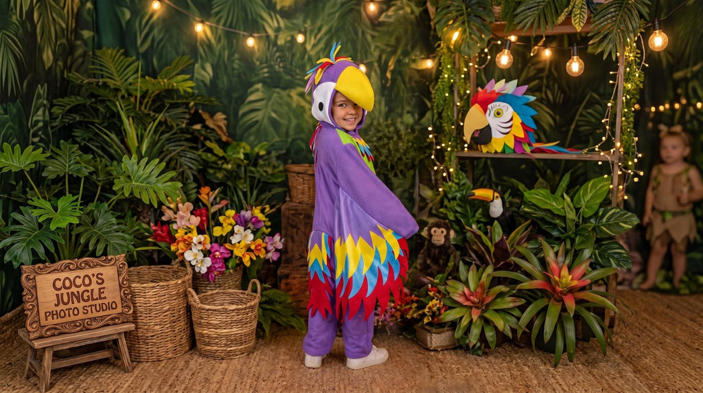 Kids Parrot Bird Halloween Costume, Colorful Tropical Animal Outfit, Jungle Bird Suit