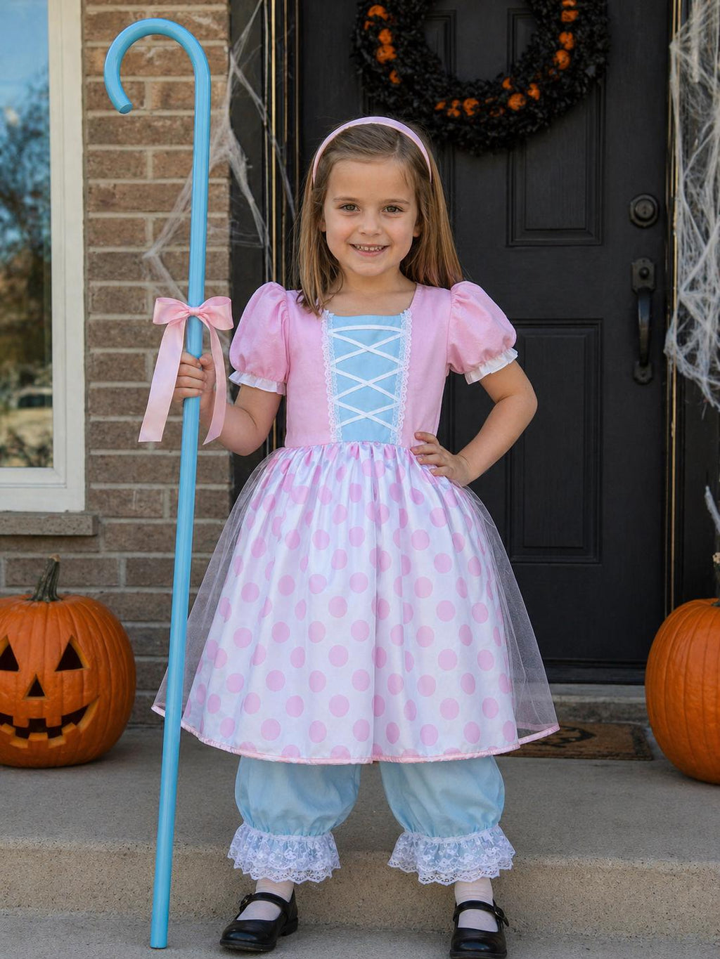 Girls Little Bo Peep Halloween Costume Dress, Shepherdess Costume for Toddlers, Storybook Dress Up