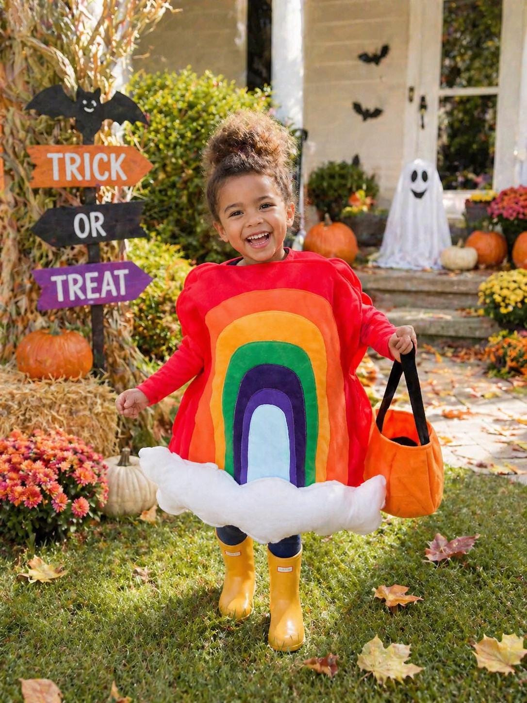 Kids Rainbow Halloween Costume Sunshine Cloud Fun Girls Colorful Cosplay Bright Fantasy Character Costume