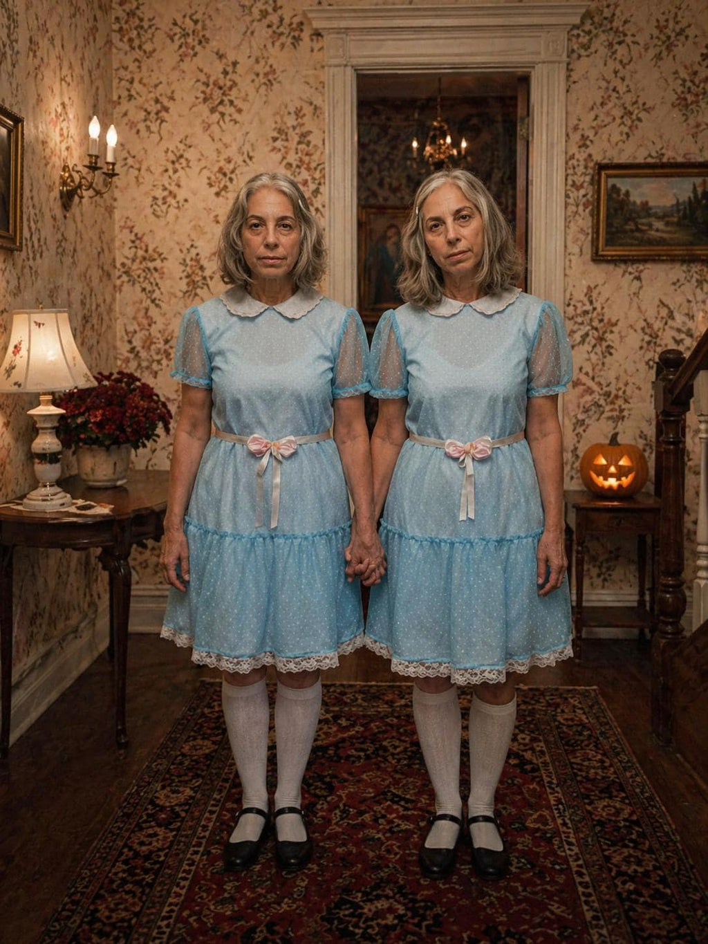 The Shining Grady Twins Halloween Costume Dress – Haunted Hotel Creepy Sisters Cosplay