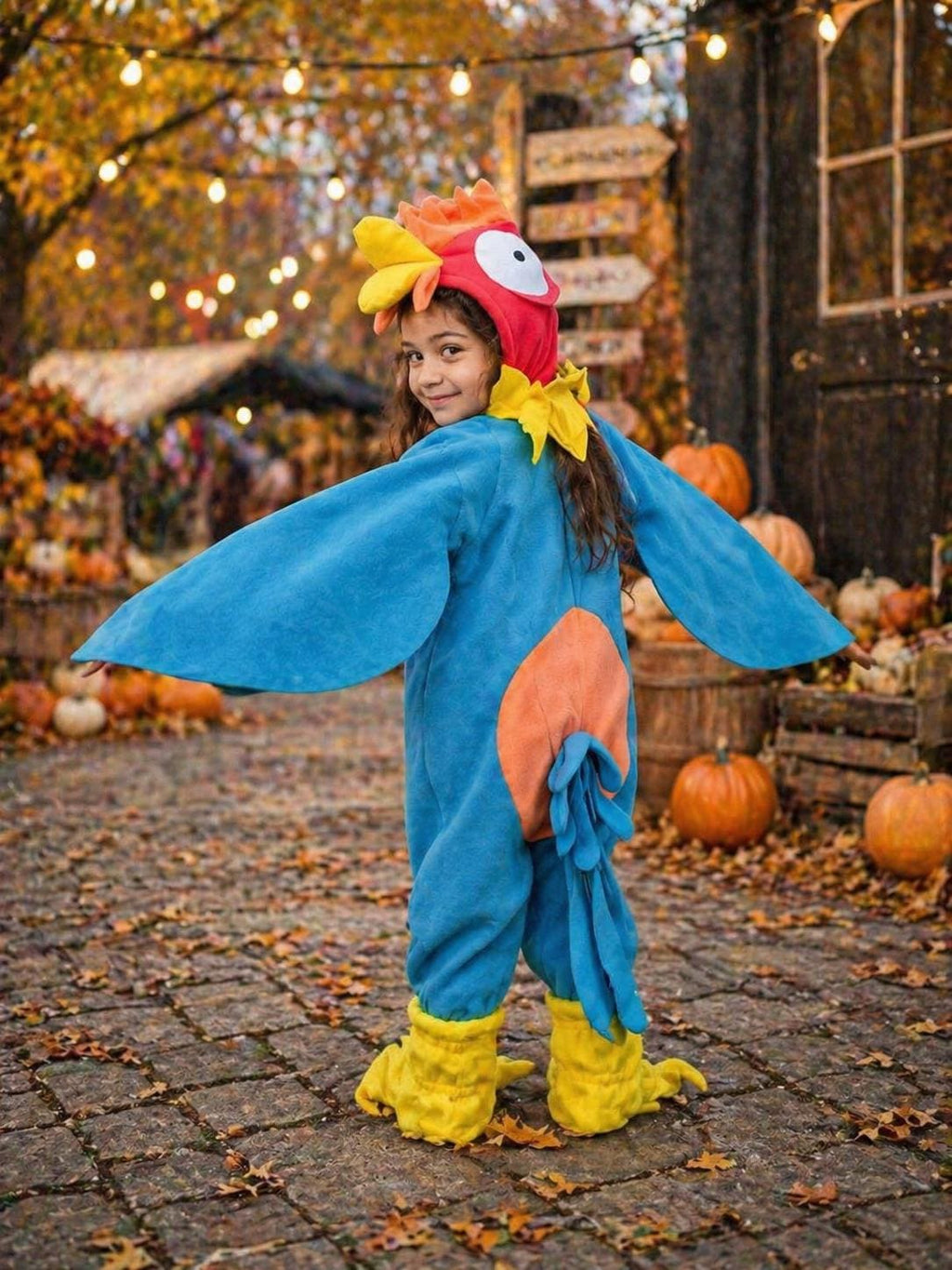 Kids Hei Hei Rooster Fleece Costume, Halloween Tropical Bird Outfit