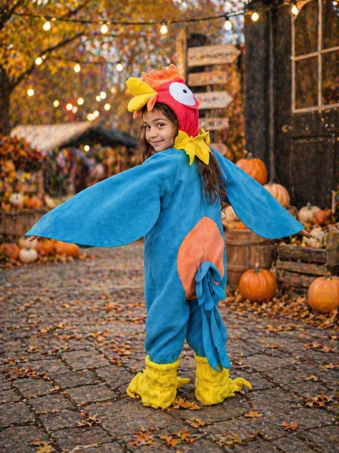 Kids Hei Hei Rooster Fleece Costume, Halloween Tropical Bird Outfit