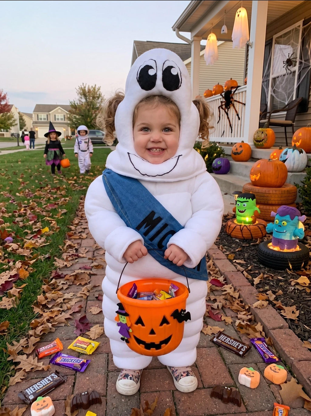 Michelin Man Puffed Fleece Halloween Costume Tire Mascot Inspired Fleece Cosplay Funny Character Outfit