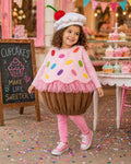 Kids Cupcake Costume with Cherry Hat, Pink Sprinkles Birthday Outfit for Toddlers and Girls, Sweet Treats Halloween Costume, Bakery Dress Up