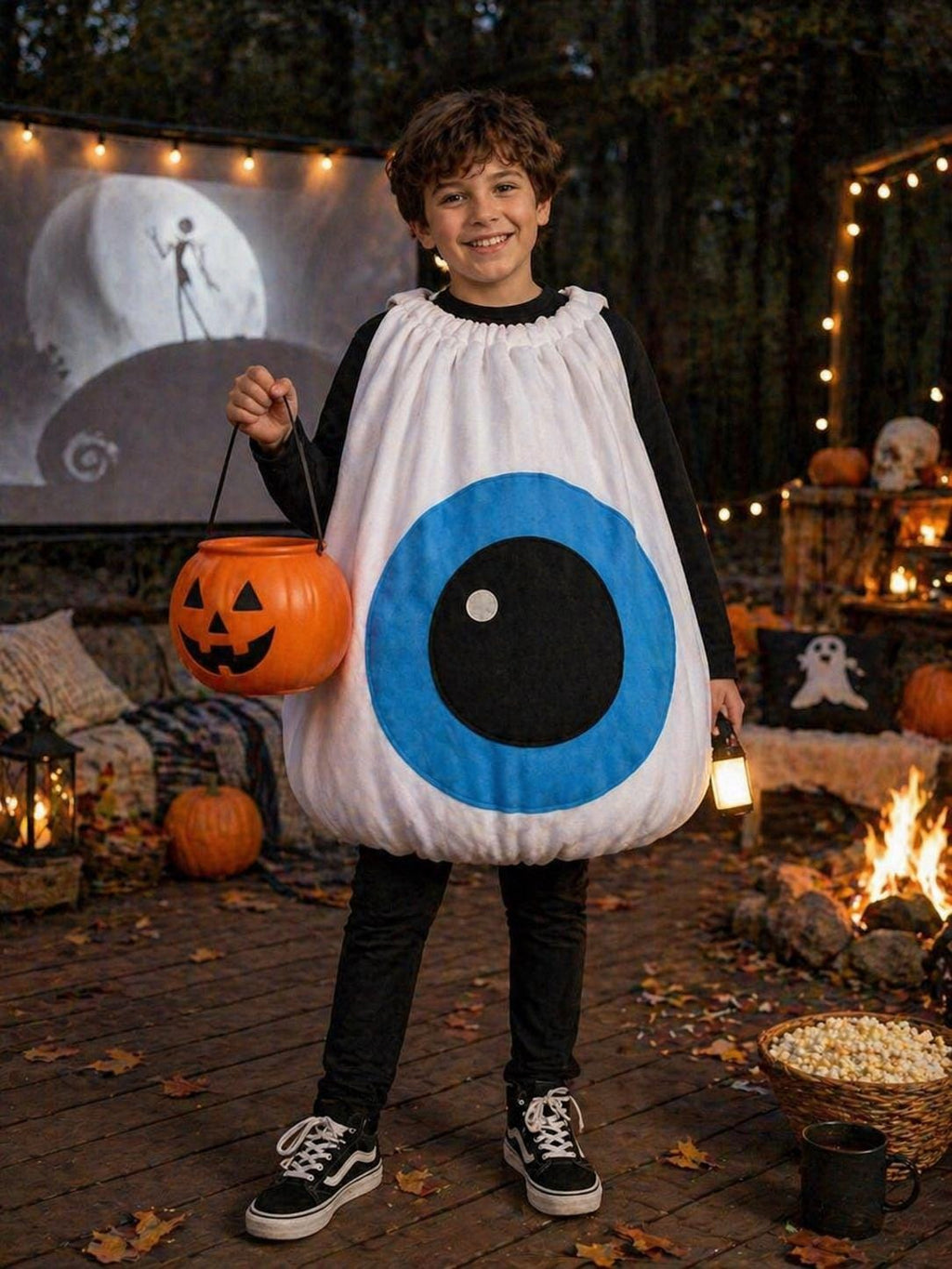 Kids Eyeball Costume, Green Eye Halloween Tunic, Handmade Fleece Monster Outfit