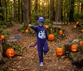 Kids Blue Fleece Catboy Costume, Animal Hero Halloween Outfit