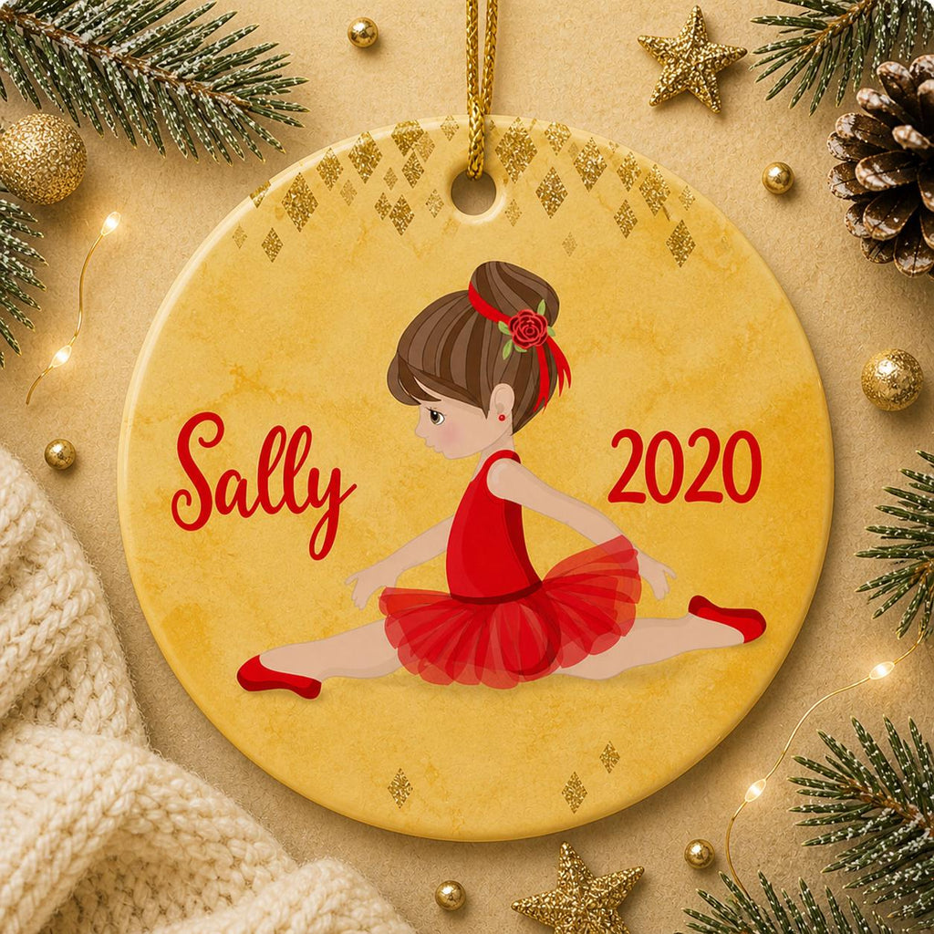 Ballerina Ornament, Red Tutu Dancer Keepsake, Custom Ballet Christmas DecorPersonalized