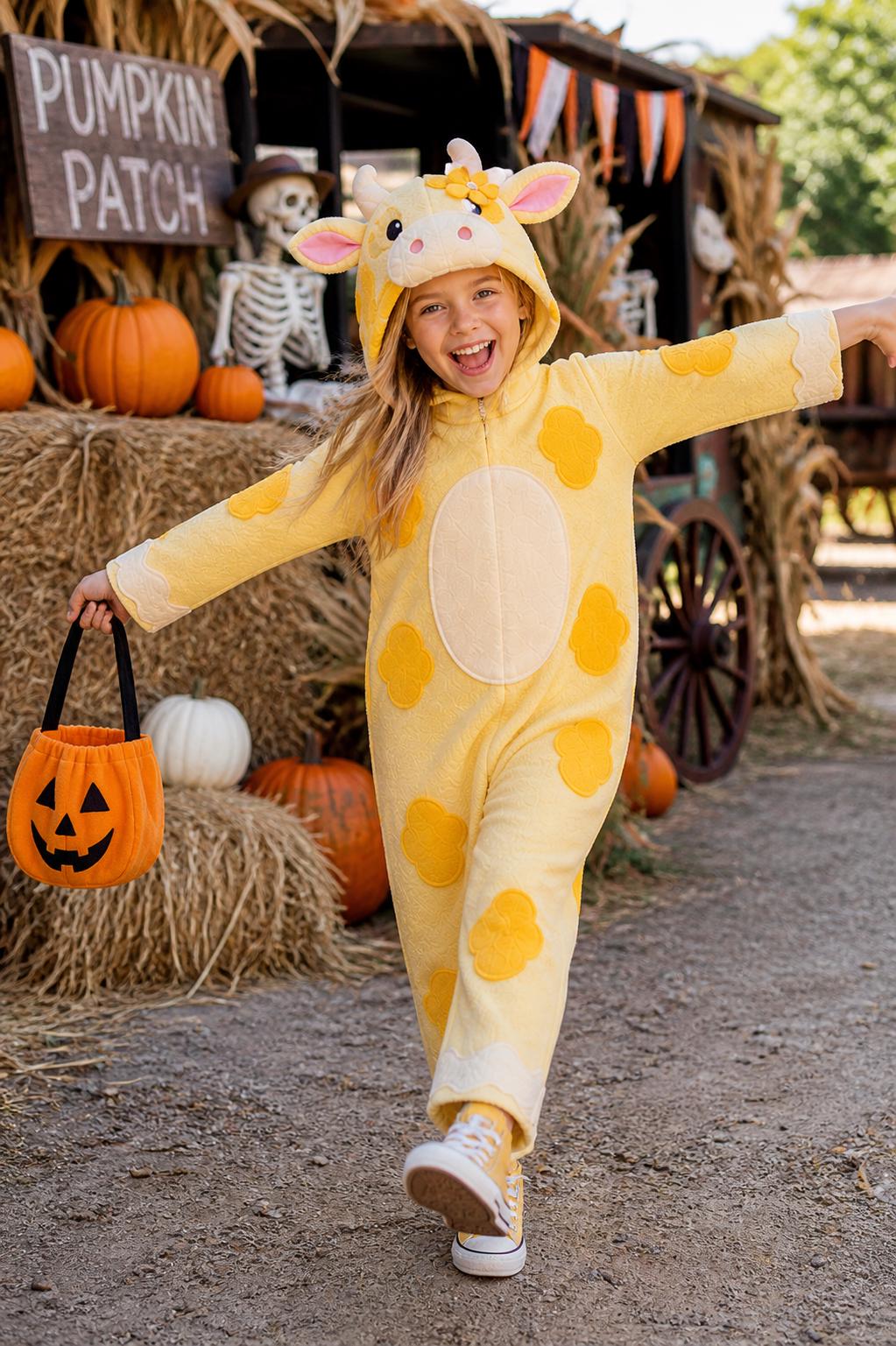 Pastel Cow Costume Kids, Handmade Fleece Animal Outfit, Cute Cow Onesie, Toddler Halloween Costume, Farm Animal Dress Up