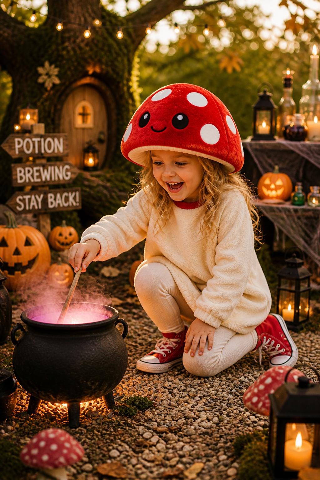 Handmade Mushroom Buddy Costume, Fleece Tunic Outfit, Woodland Dress Up, Halloween Play