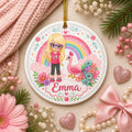 Girl Peacock Ornament, Custom Name Floral Ceramic Keepsake, Whimsical Garden DecorPersonalized