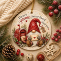 Custom Gnome Ornament, Watercolor Postbox Art, Ceramic Friendship Keepsake, Christmas GiftPersonalized