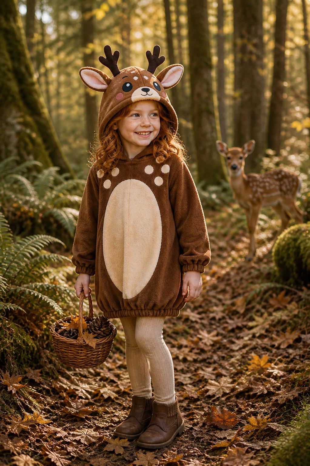 Fawn Costume Kids, Deer Tunic Hoodie Costume, Woodland Animal Costume, Handmade Halloween Costume, Cozy Fawn Outfit