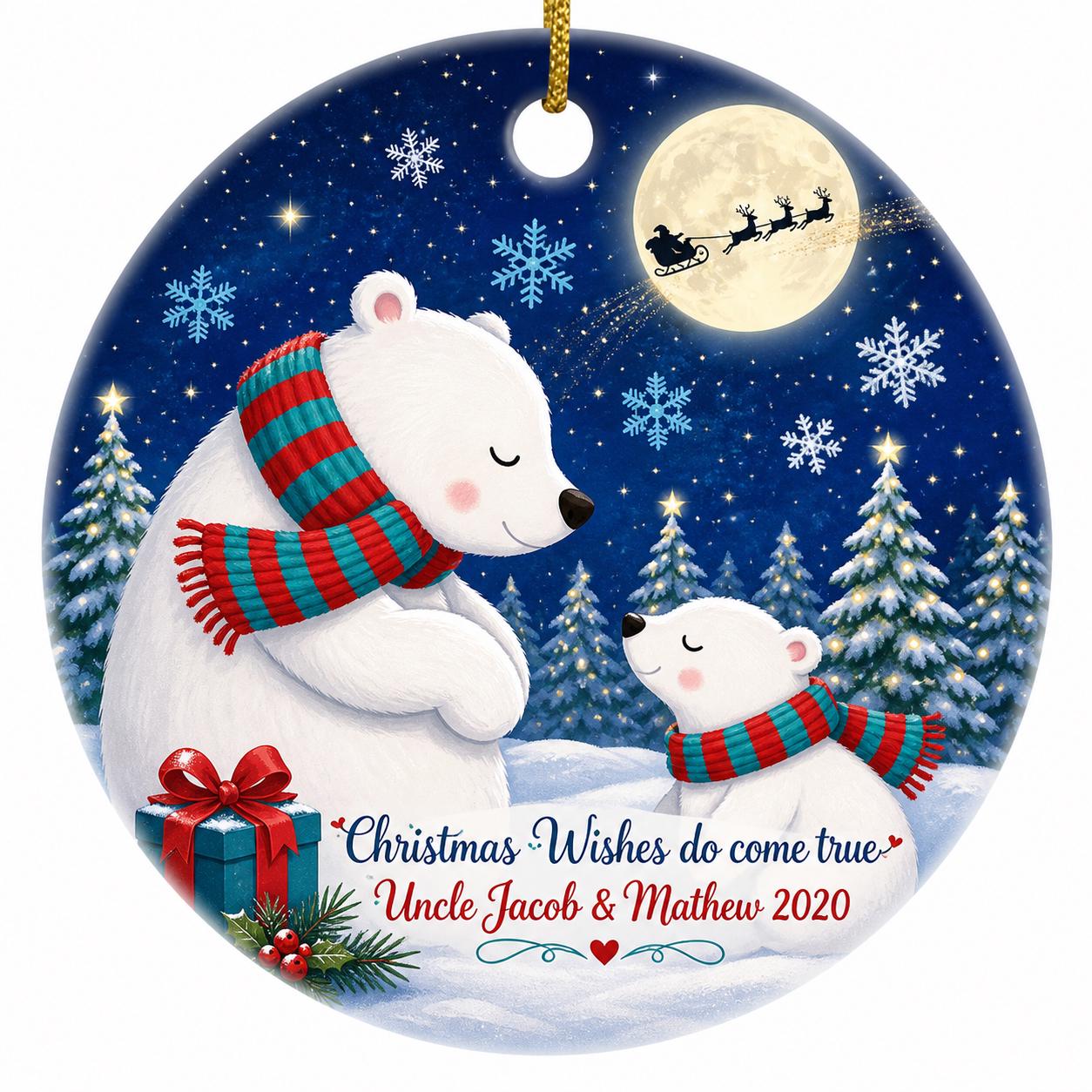 Polar Bear Christmas Ornament Custom Made and Personalized Santa Christmas Wishes Do Come TruePersonalized