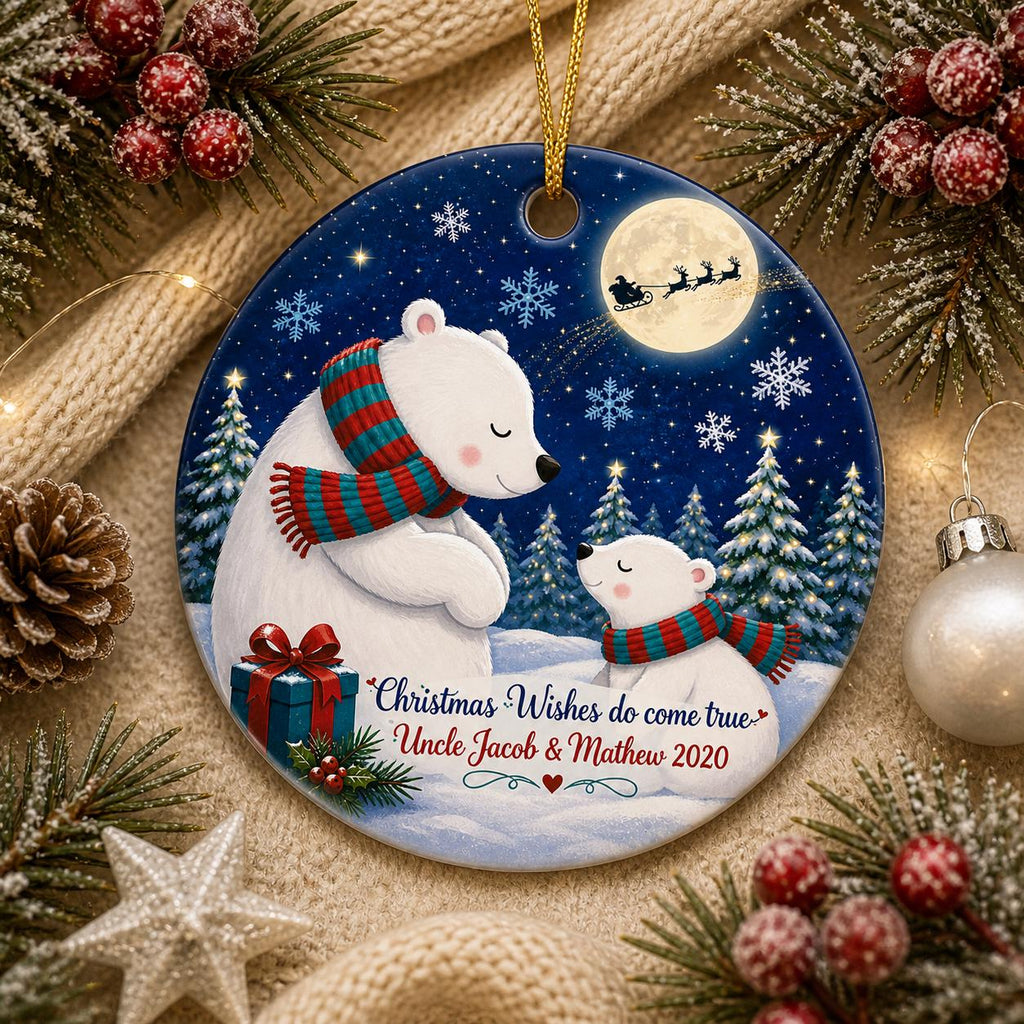 Polar Bear Christmas Ornament Custom Made and Personalized Santa Christmas Wishes Do Come TruePersonalized