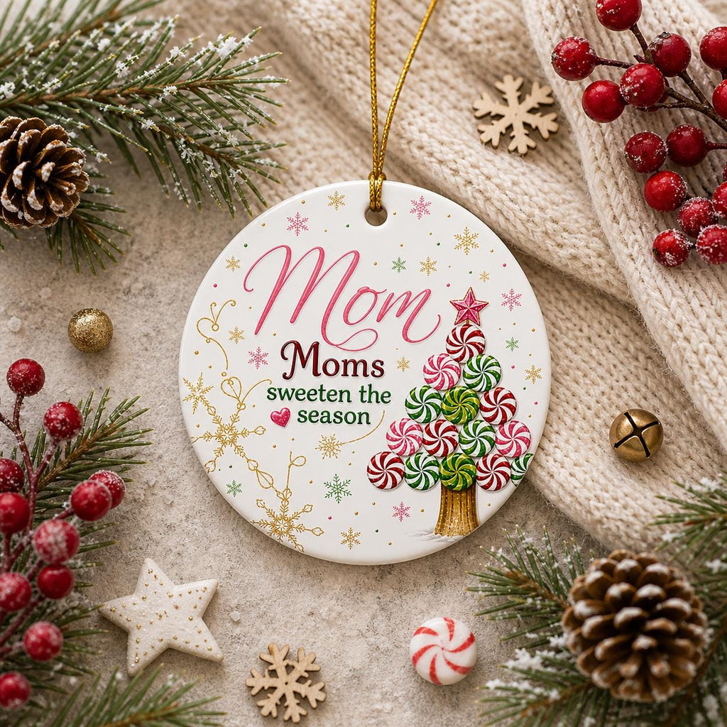 Sister Christmas Ornament, Peppermint Candy Tree Ceramic KeepsakePersonalized