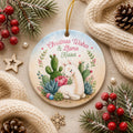 Llama Christmas Ornament, Watercolor Desert Cactus, Custom Name KeepsakePersonalized