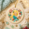 Mermaid Ceramic Ornament, Under the Sea Wreath, Nautical Nursery Decor, Custom Name KeepsakePersonalized