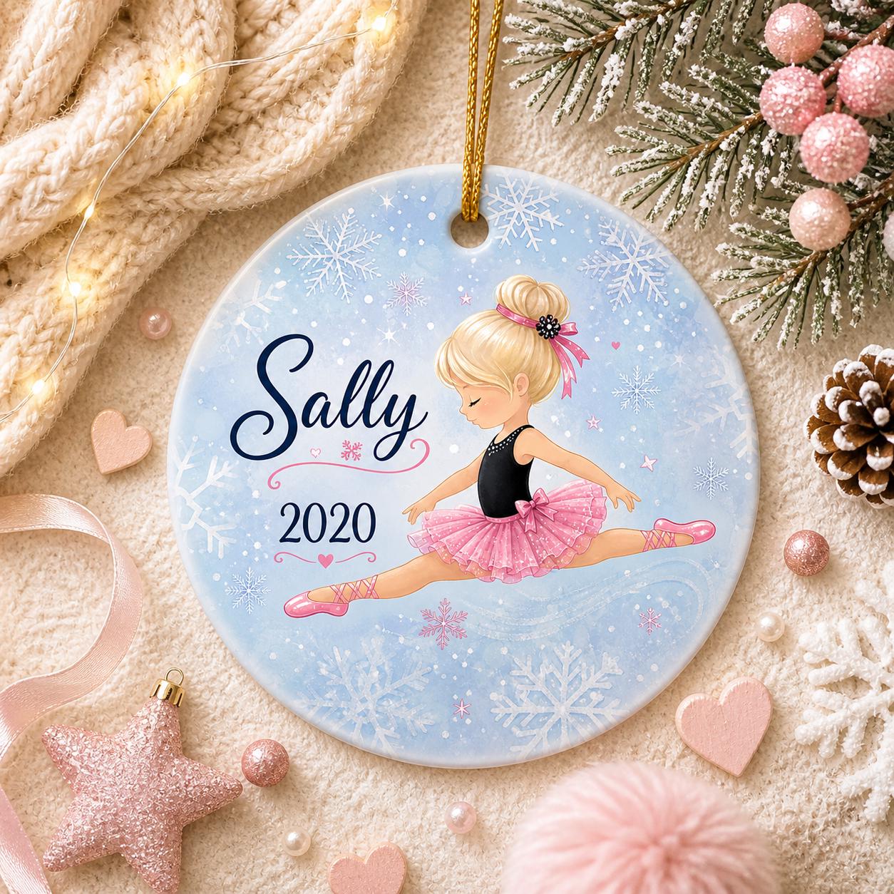 Ballerina Ornament, Custom Ballet Dancer Keepsake, Pink Tutu Dance Recital DecorPersonalized