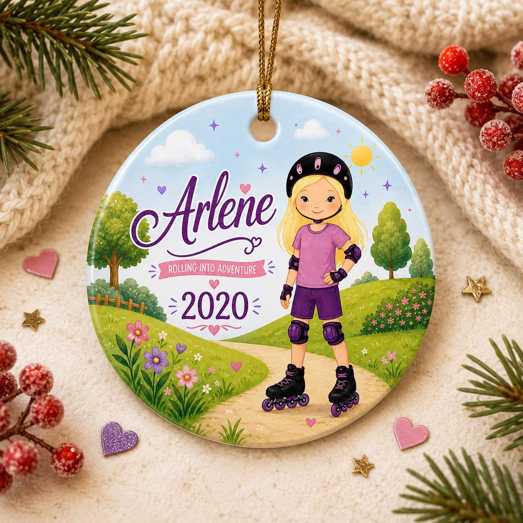 Roller Skating Ornament, Custom Skater Gift, Inline Skating Christmas DecorPersonalized