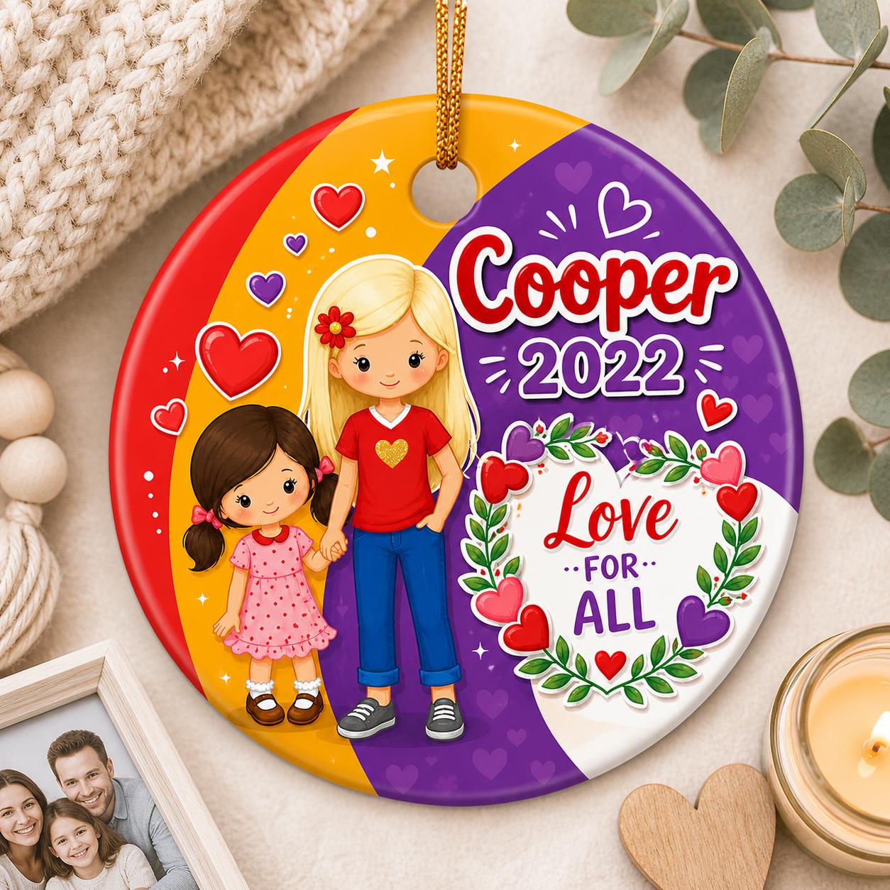 Ceramic Ornament, Sister Friend Gift, Custom Name Holiday ArtPersonalized