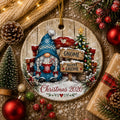 Nordic Gnome Christmas Ornament, Rustic Farmhouse Ceramic Keepsake, Custom Name Truck GiftPersonalized
