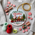 Baby's First Christmas Train Ornament,  Infant Keepsake, Santa Gingerbread Reindeer Decor (2024)Personalized