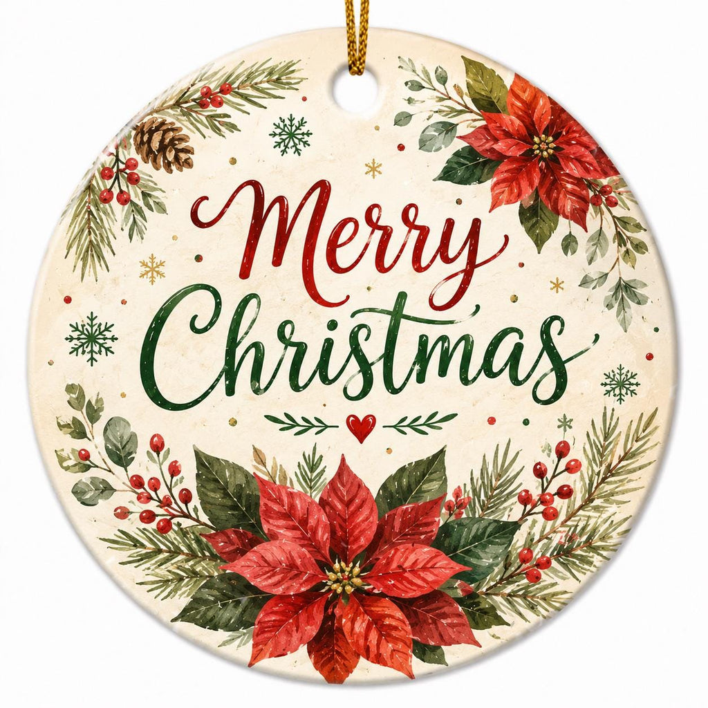 Christmas Wreath Ornament, Custom Ceramic OrnamentPersonalized