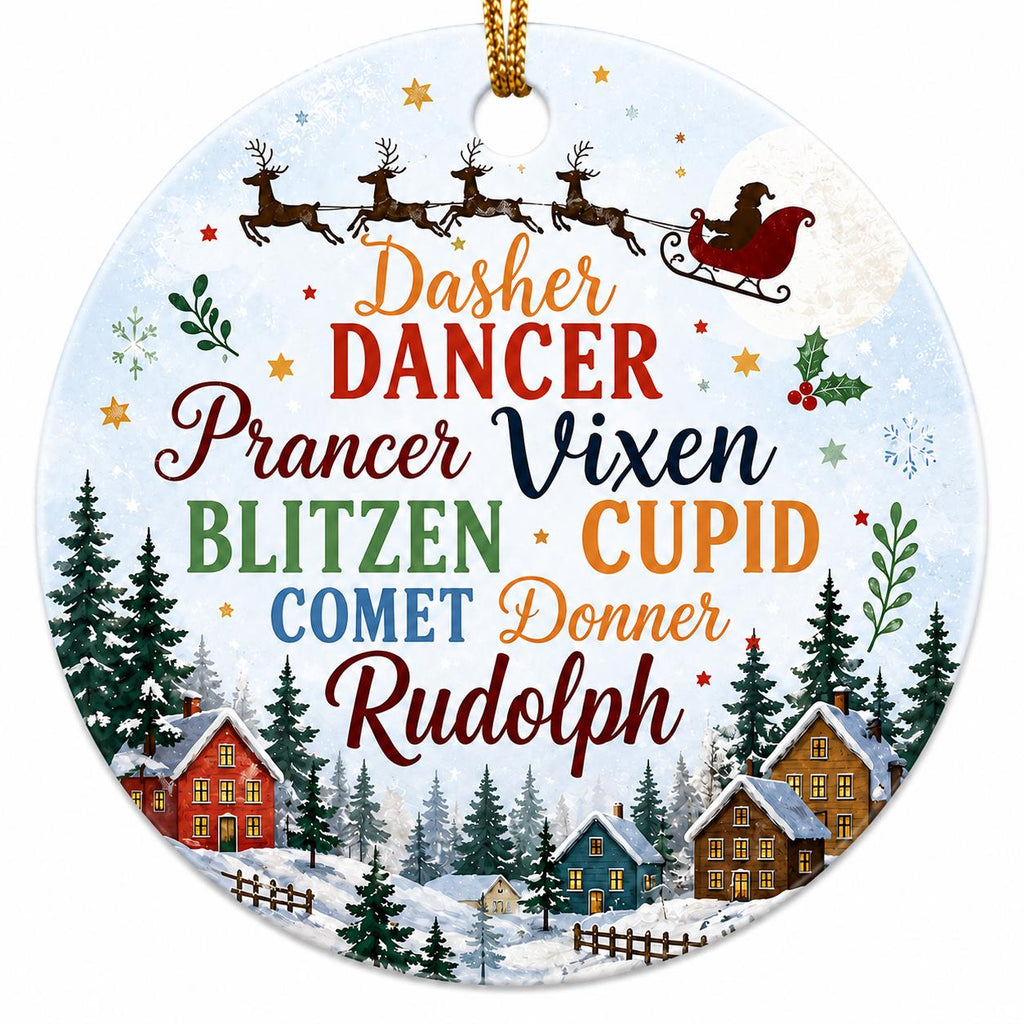Reindeer Names Christmas Ornament, Personalized Deer GiftPersonalized