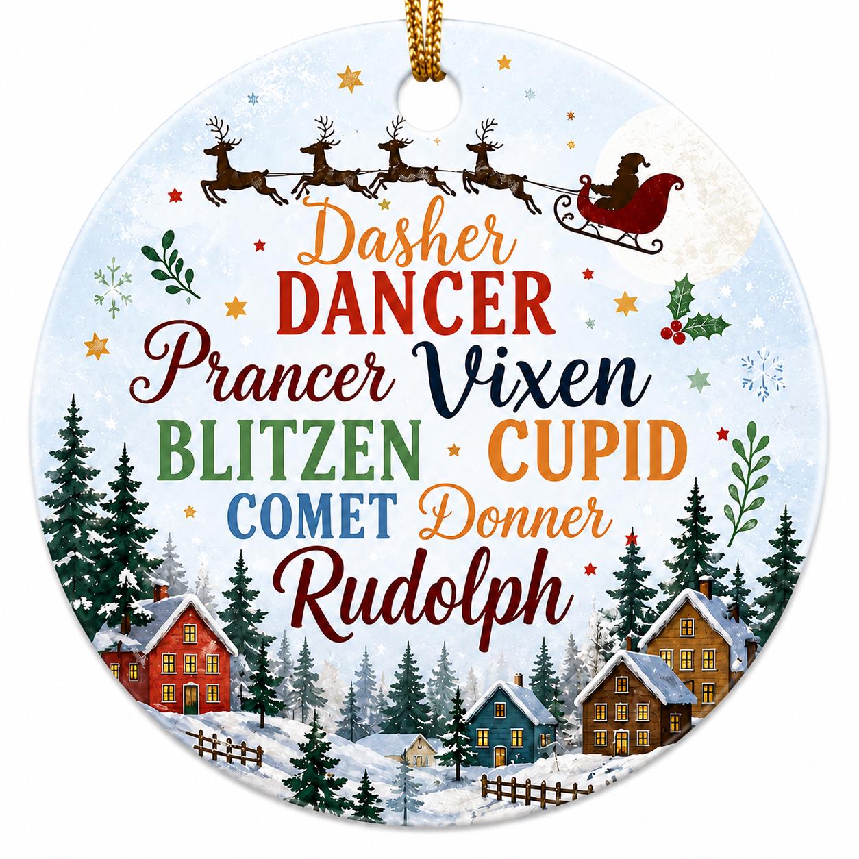 Reindeer Names Christmas Ornament, Personalized Deer GiftPersonalized