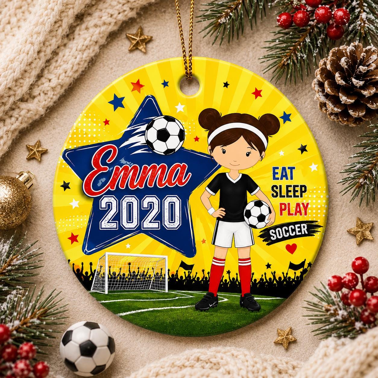 Soccer Girl Ornament, Custom Player Gift, Holiday Decor, Athlete KeepsakePersonalized