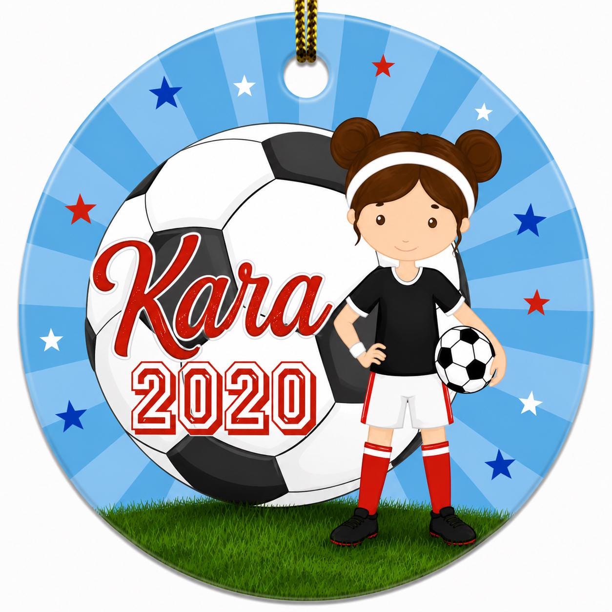 Soccer Girl Ceramic Ornament, Custom Player Keepsake, Sports Christmas DecorPersonalized