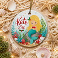 Mermaid Christmas Ornament, Nautical Shell Wreath, Under the Sea KeepsakePersonalized