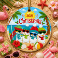 Beach Snowman Ornament, Custom Sandman Family Gift, Tropical Christmas DecorPersonalized