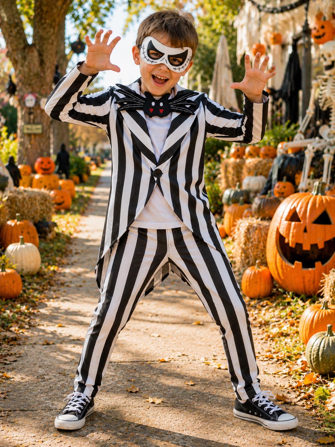 Jack Skellington Halloween Costume Outfit, Three Piece Skeleton Suit, Spooky Halloween Costume, Pumpkin King Inspired Costume