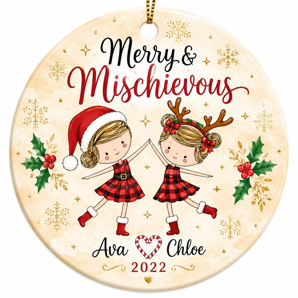 Merry Mischievous Christmas Ornament, Custom Name Holiday DecorPersonalized