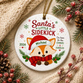 Customizable Fox Christmas Ornament, Woodland Animal Holiday Keepsake, Santa Hat DecorPersonalized