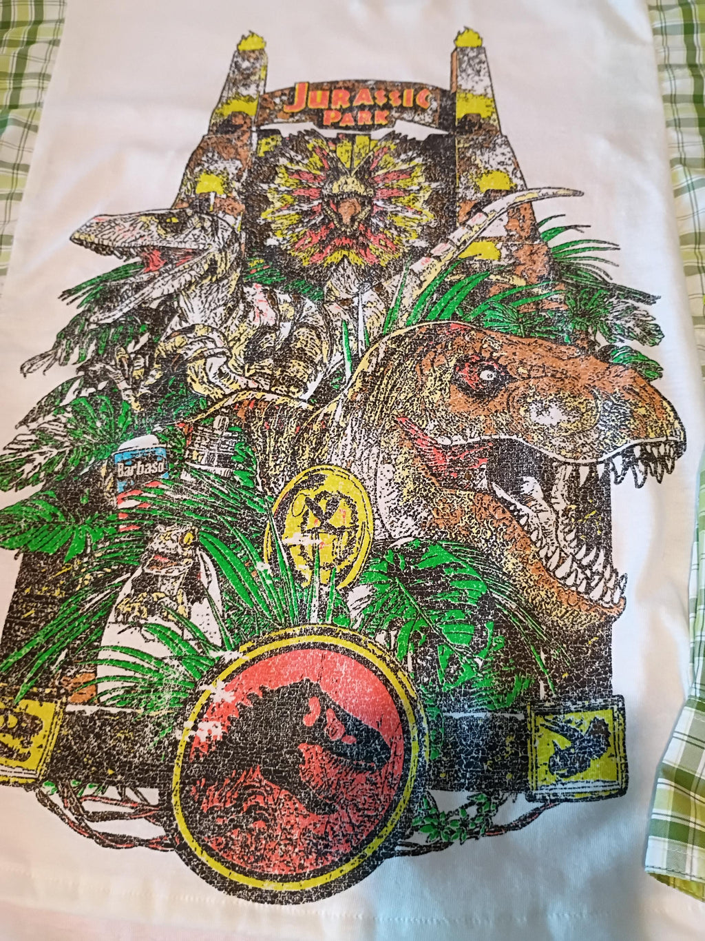 Upcycled Jurassic Park Long Sleeve Shirt – Retro 90s Dinosaur Graphic Tee