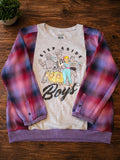 Toy Story Upcycled Flannel Sweatshirt – Bo Peep, Woody, Buzz Plaid Hoodie (2XL)