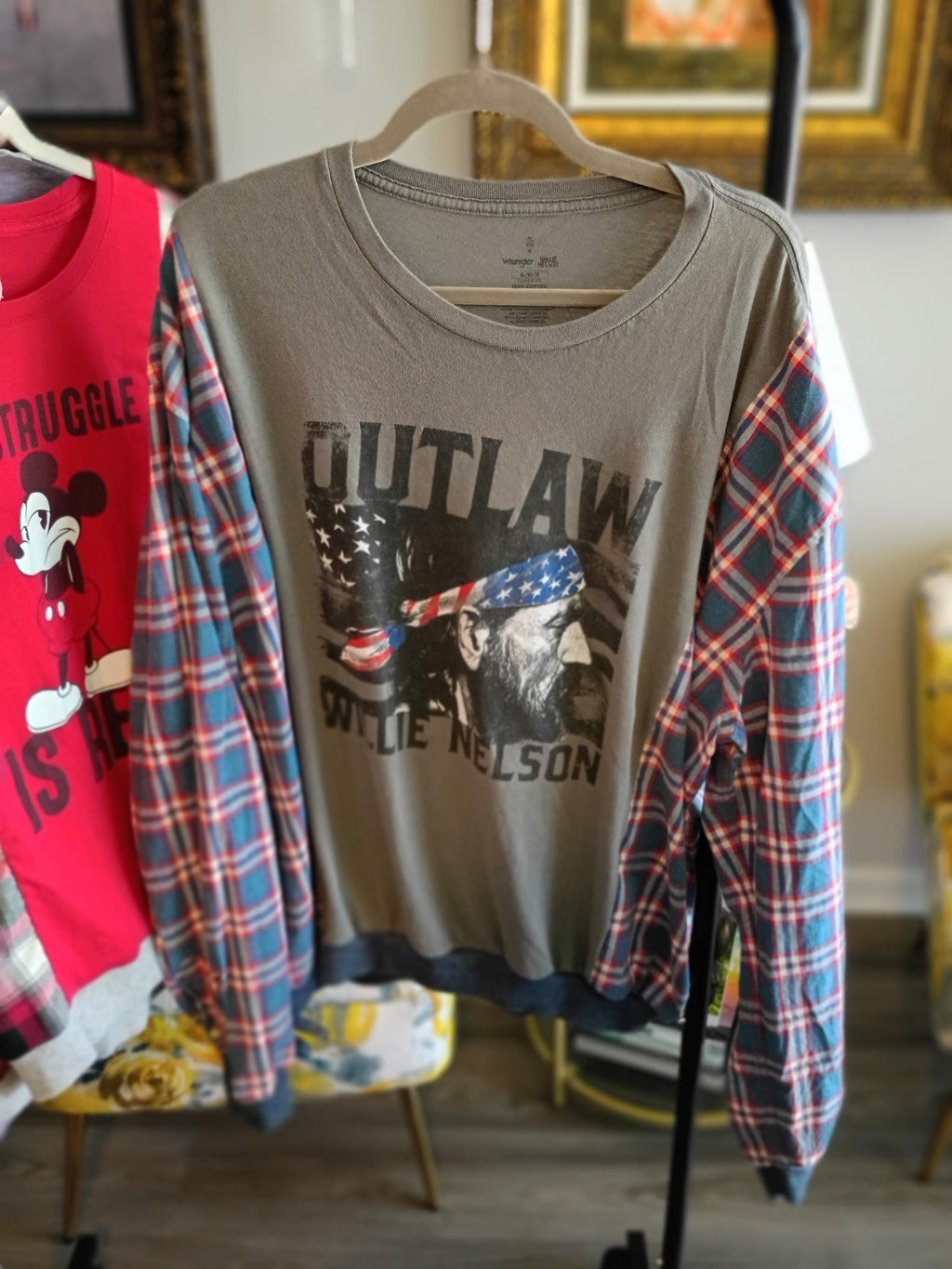 Willie Nelson Outlaw Country Long Sleeve Shirt – Upcycled Vintage Band Tee