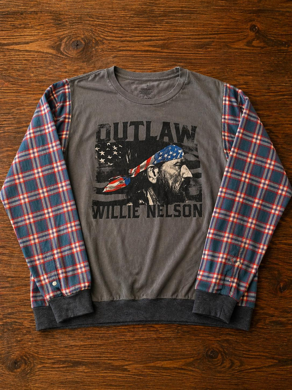 Willie Nelson Outlaw Country Long Sleeve Shirt – Upcycled Vintage Band Tee
