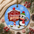 Penguin Christmas Ornament, Winter Candy Cane Keepsake, Custom Name Child GiftPersonalized