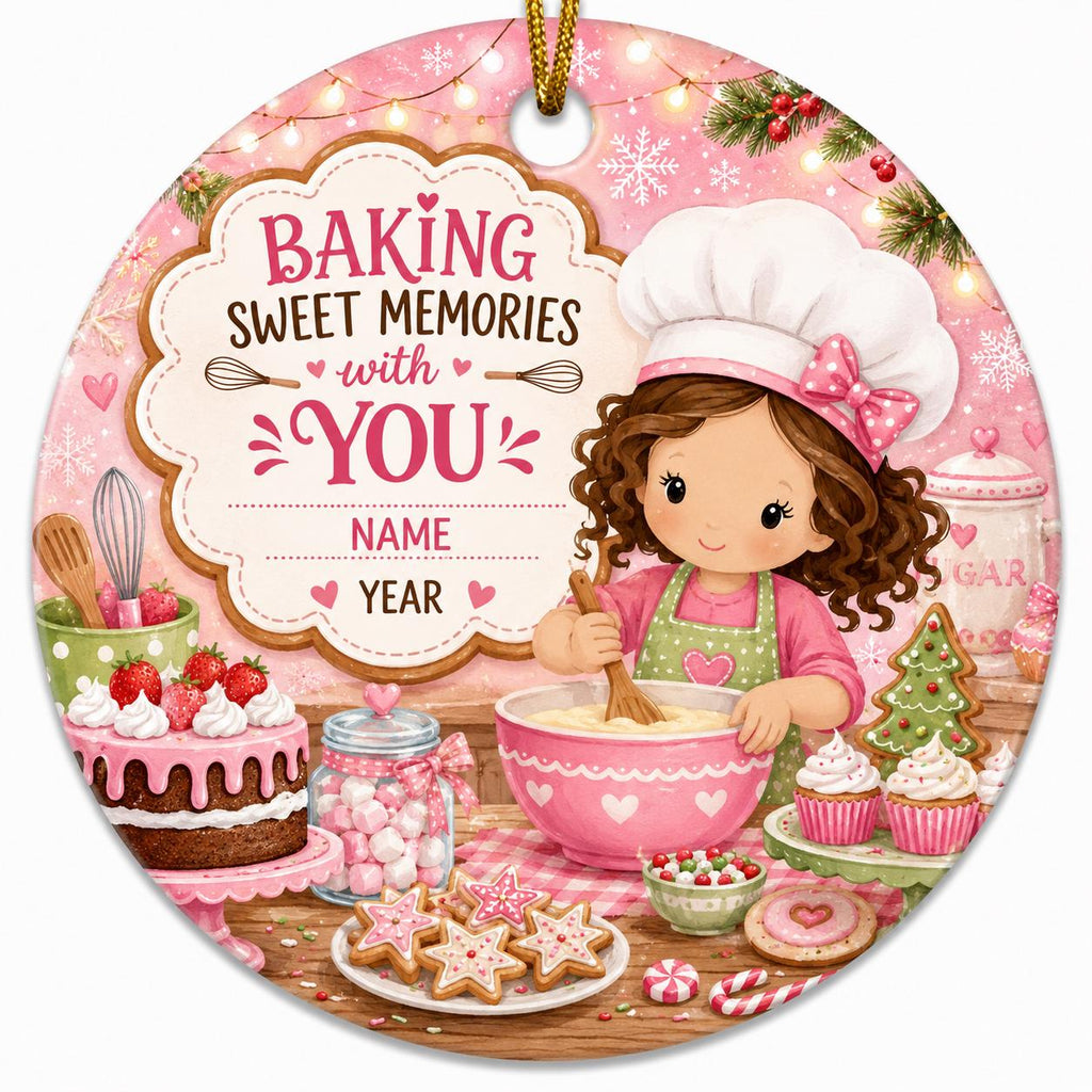 Little Baker Ceramic Ornament, Custom Baking Gift, Kids Cooking KeepsakePersonalized