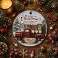 Christmas Gnome Truck Ornament, Buffalo Plaid Farmhouse KeepsakePersonalized