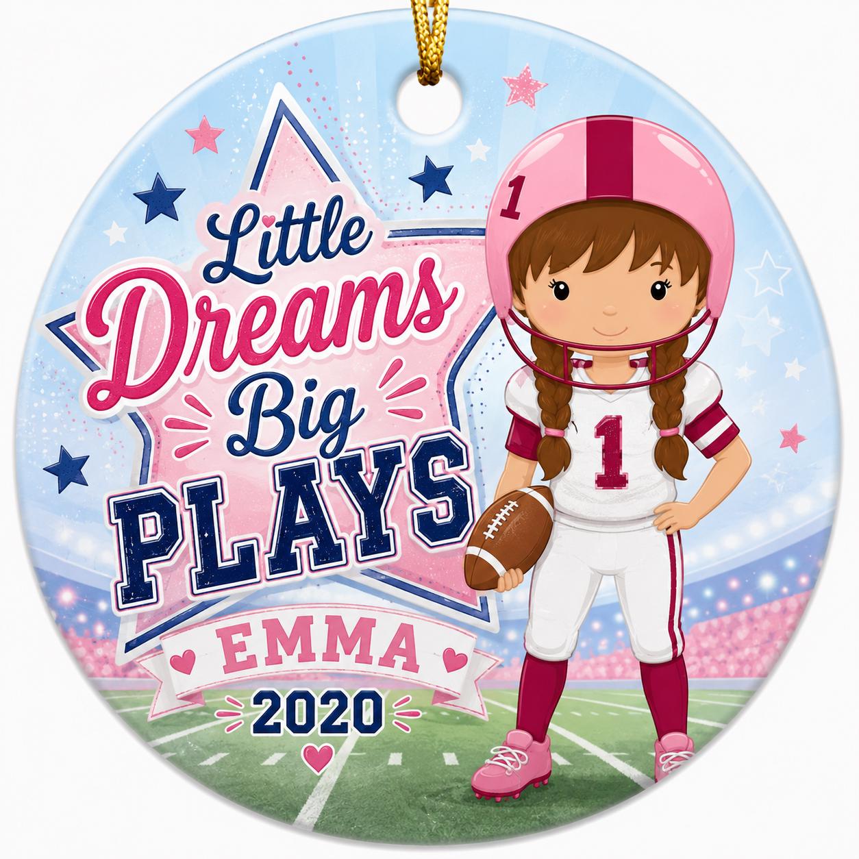 Girl Football Player Ornament, Custom Youth Football Gift, Female Athlete Christmas DecorPersonalized