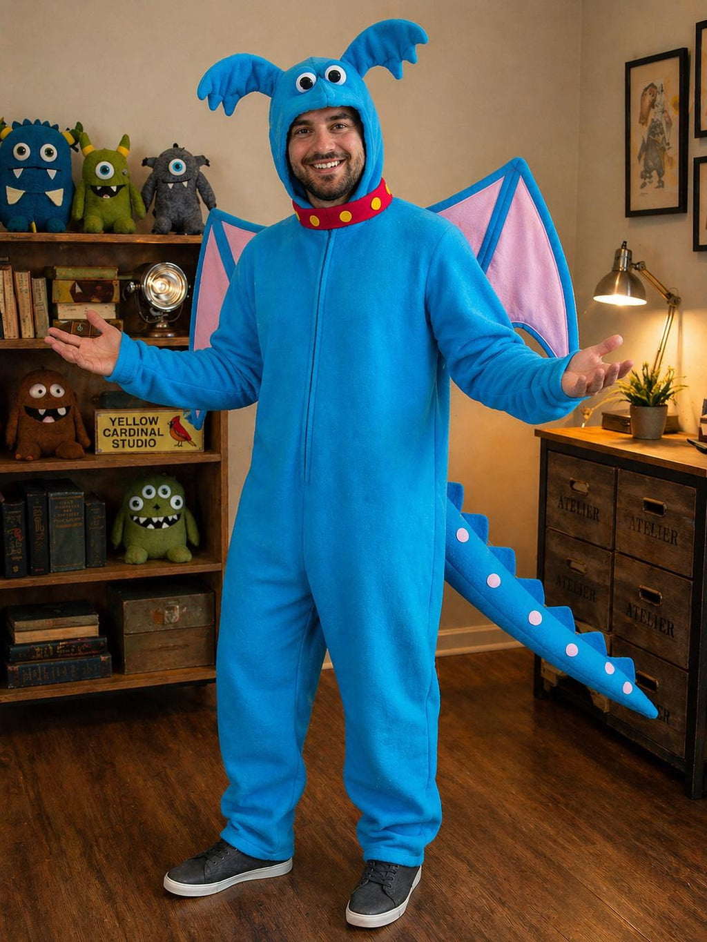 Unisex Blue Stuffy Dragon Pet Halloween Costume Cosplay Movie Character Fantasy Creature Outfit