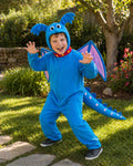 Blue Stuffy Pet Dragon Halloween Costume, Kids Dragon Halloween Costume, Plush Fantasy Creature Costume, Cute Dragon Outfit