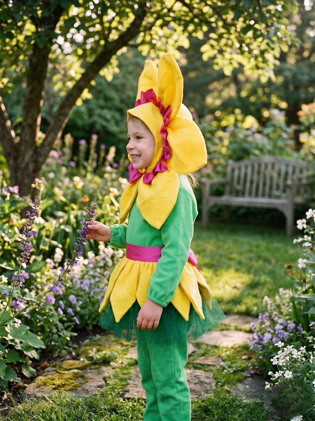 Daffodil Daisy Flower Girls Halloween Costume, Daffodil Daisy Costume, Girls Floral Halloween Costume, Spring Flower Dress for Kids