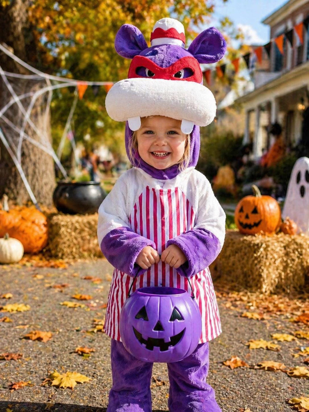 Handmade Purple Hippo Halloween Costume for Kids, Fleece Animal Outfit