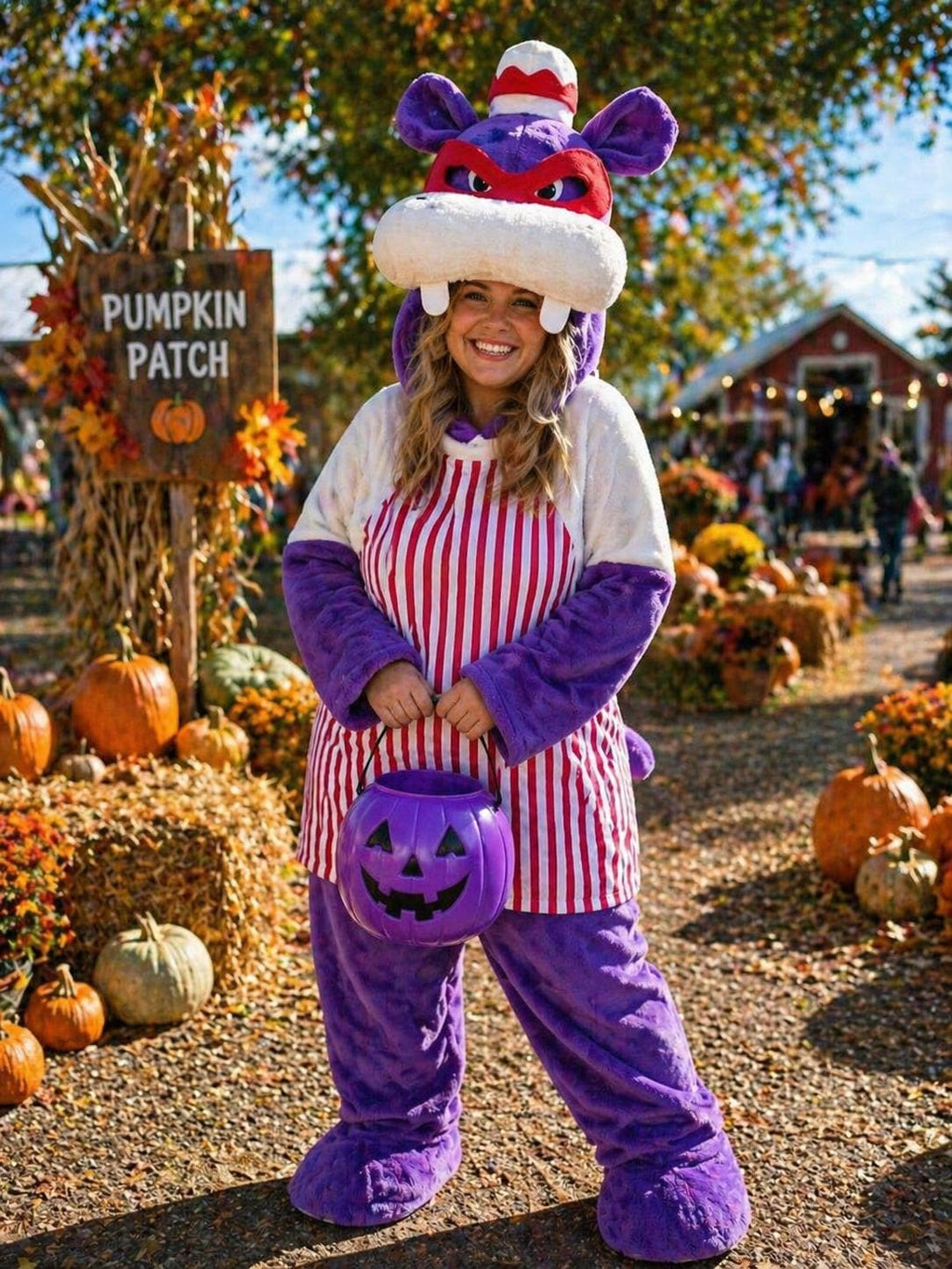 Women's Hippo Halloween Costume Outfit, Funny Hippo Halloween Costume, Plush Animal Costume for Adults, Safari Animal Cosplay